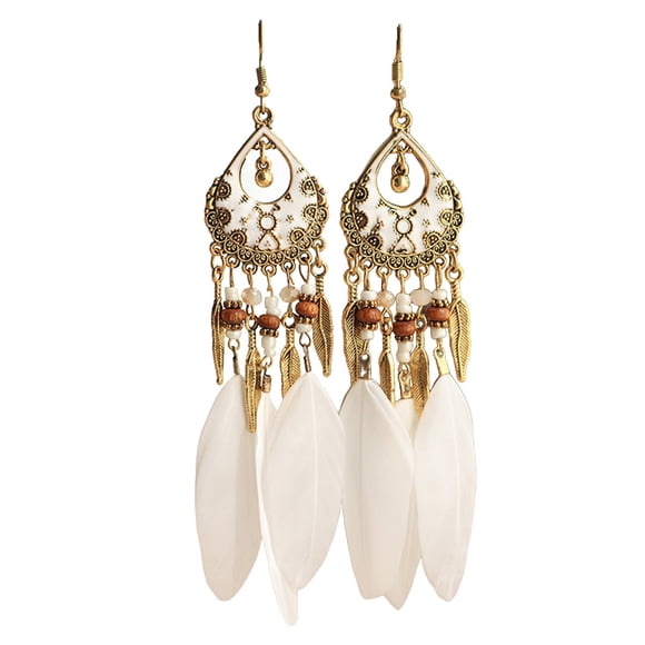 Bohemian Earrings Classical Drop Dangle Earrings Set 1 Pair Layered Elegant Ear Pendants Comfortable Vintage for Women Girls White