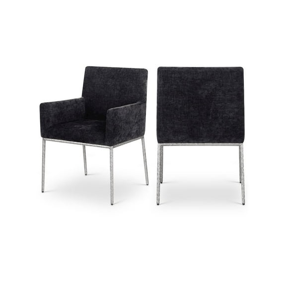 Meridian Furniture Reeves Black Chenille Fabric Dining Chair (Set of 2)