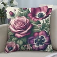thumbnail image 4 of Floral Peony Throw Pillow Covers Blomming Elegance Rose Flower Beautiful Cushion Cover Comfortable Soft Breathable Home Decor Pillowcase 18x18 Inches, 4 of 5