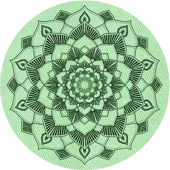 Ahgly Company Indoor Round Patterned Mint Green Area Rugs, 5' Round