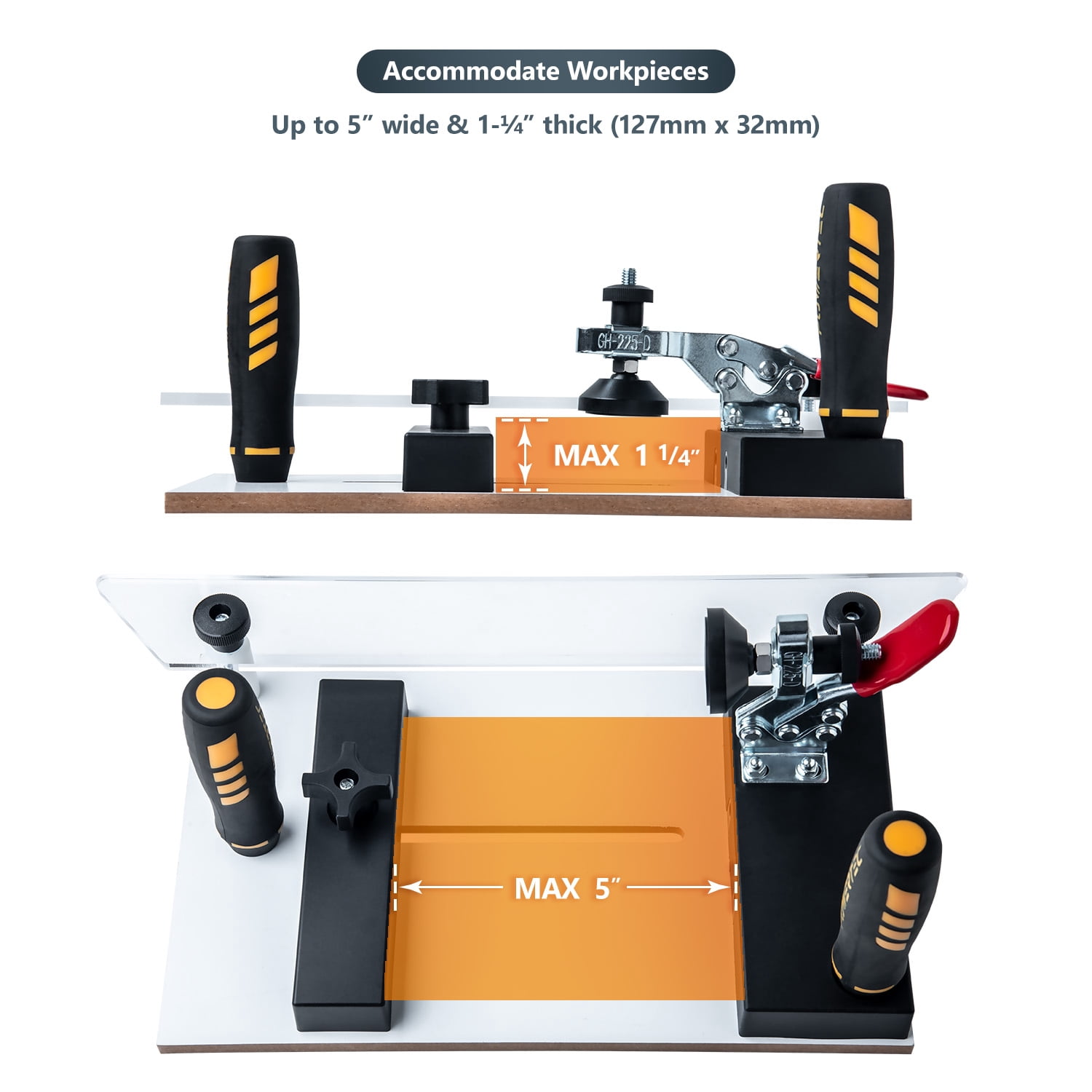 POWERTEC Rail Coping Sled for Router Tables, Professional Precise Cutting Rail for Cabinet Door Joints, Drawer Fronts and Woodworking Tools and Jigs (71765)