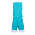 thumbnail image 6 of BRGZLK Children's Sports Shorts Sets Kids Trendy Solid Color Casual Round Neck Sleeveless Basketball Shirt With Elastic Waist Shorts Sports Quick Dry Set Green 11-12 Years, 6 of 7