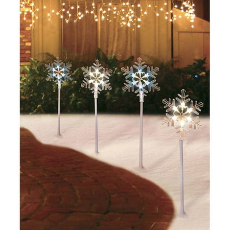 Holiday Time 4-Piece Snowflake Pathway Christmas Lights - Walmart.com