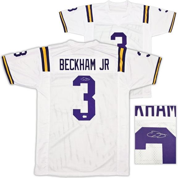 LSU Tigers Odell Beckham Jr. Autographed White Jersey Beckett BAS Witness 242682