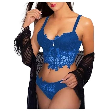 Levmjia Lingerie See Through for Woman Sexy Bodysuit Women Perspective Tight Backless Lace Sexy Suspended Top With Underwear Set