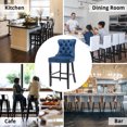 thumbnail image 6 of Velvet Counter Height Chairs Set of 2, 27'' Modern Button Tufted Bar Stools with Back and Footrest, Velvet Upholstered Bar Chair with Nail Head Trim and Pull Ring for Kitchen, Home Bar, Blue, 6 of 8