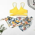 thumbnail image 3 of GYRATEDREAM Girls 3 Piece Swimsuits Print Top and Shorts Bikini Set Bathing Suit with Swimsuits Cover Up for 9 Years, 3 of 8
