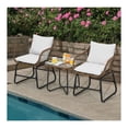 thumbnail image 5 of 3 Pieces Patio Bistro Set with Cushions - Rattan Outdoor Furniture Set with Glass Table - Garden Balcony Furniture, 5 of 9