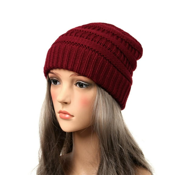ZQUUVOU Women Knit Slouchy Beanie Hat Thin Stretch Skull Caps A-Wine