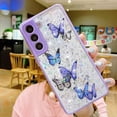 thumbnail image 2 of Compatible Galaxy S22 Plus Clear Butterfly Women Girls Flexible TPU Stars Sparkle Glitter Anti-Scratch Shockproof Protective Phone Cover for Galaxy S22 Plus, 2 of 6