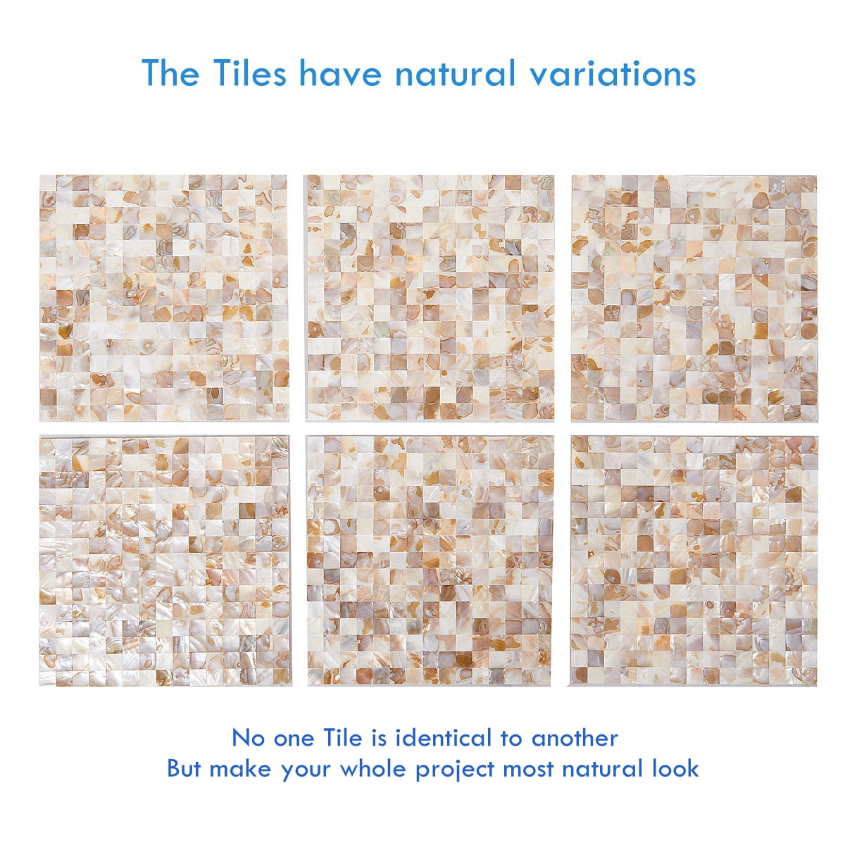 Acopelo Peel and Stick Natural Mother of Pearl Mosaic Shell Tile Brown 12" x 12" for Backsplash, Kitchen Wall, Fireplace - 6 Tiles
