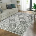 thumbnail image 2 of Hasoo 5' x 7' Area Rug Washable Living Room Rug Persian Trellis Rug Non-Slip Distressed Rug Vintage Floral Print Accent Throw Rug, Gray, 2 of 5