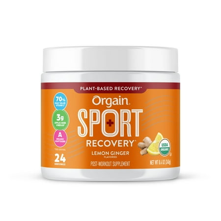 Orgain Organic Plant Based Sport Recovery Powder, Lemon Ginger- 8.4oz