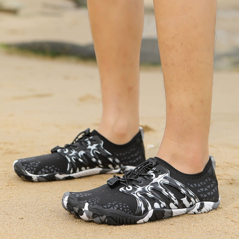 Stepedia Water Shoes Women Men Athletic Wide Aquatic Barefoot Beach Shoes for Swim Pool Boating Hiking, Black