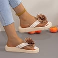 thumbnail image 5 of Rokment Flower Platform Flip Flops for Women Beach Boho Comfortale Chunky Mid Heel Memory Foam Slip on Dress Sandals Waterproof Quick-Dry Slides Slippers Indoor Outdoor Brown Size 6, 5 of 8