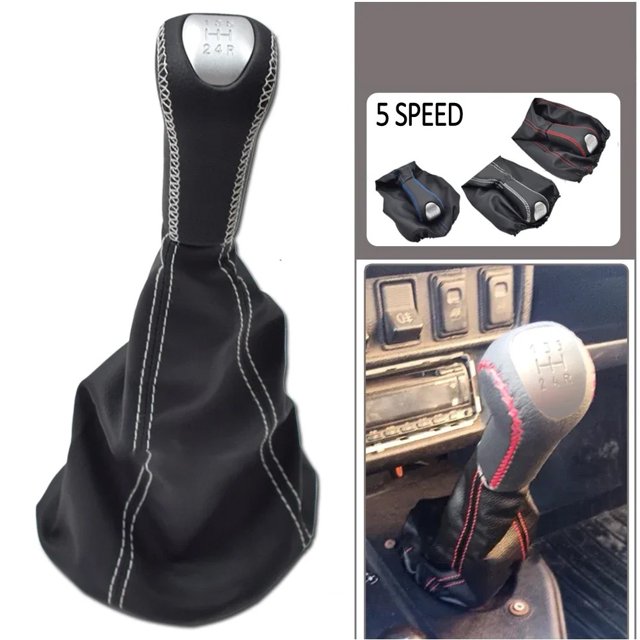 BUYISI For Vaz-2170 For Lada Gear Knob Cover Gear Lever Black With Red/Blue Stitching White