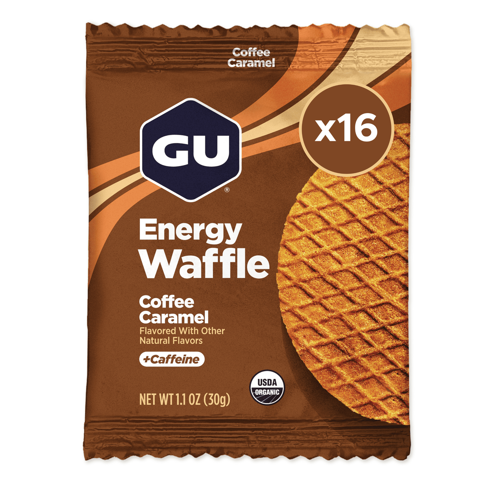 GU Energy Waffle Organic Performance Fuel for Endurance Sports, Coffee Caramel, 16 Count