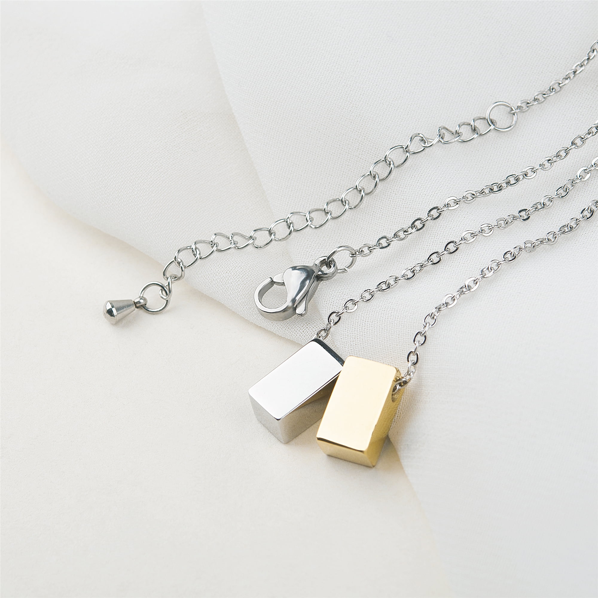 Anavia New Year Gift Necklace for BFF and Soul Sister, Christmas Gift for Long Distance Friendship Relationship-[Gold & Silver Cubes]