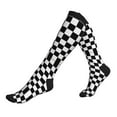 thumbnail image 2 of Black And White Checkered Compression Socks Circulation Running Athletic Sports for Women Men, 2 of 8