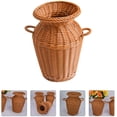 thumbnail image 3 of Jarrón de mimbre, cesta de flores tejida de ratán, soporte largo rústico para arreglos florales para bodas, decoración del hogar (marrón claro) Xemadio ZJWJ479, 3 of 6
