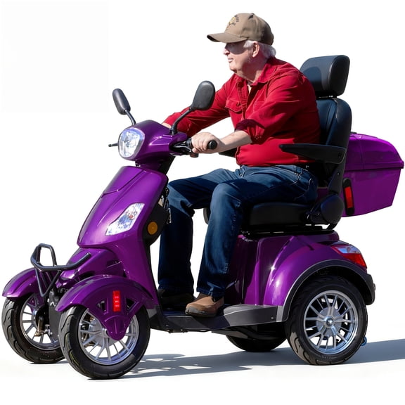 Upgrade Heavy Duty 4 Wheel Mobility Scooters for Seniors & Adults 500lbs Capacity,Arshin 800W All Terrain Fast Mobility Scooter for Travel,Electric Powered Chair,25 Miles Rang,Remote Key(Purple)