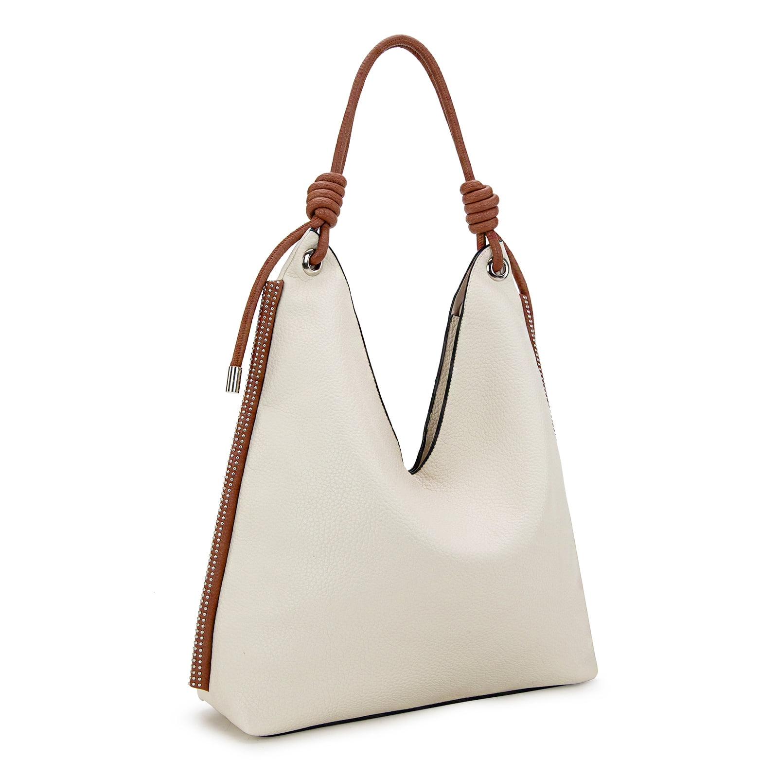Montana West Hobo Bags for Women Soft Slouchy Top Handle Shoulder Purses Handbag with Knot Strap, Beige-Browm