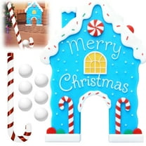 Blue Christmas Golf Toy Set Holiday Wooden Mini Golf Toy with Candy Cane Club & 6 Balls Family Golf Game Kit Xmas Party Game Props Set for Adults and Kids