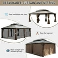 thumbnail image 7 of Newboti 14x24FT Hardtop Gazebo, Outdoor Gazebo with Galvanized Steel Double Roof, Aluminum Frame, Built-in Gutter System, Curtain and Netting, Metal Gazebo Pavilion for Patio Deck Garden, Brown 497565, 7 of 7