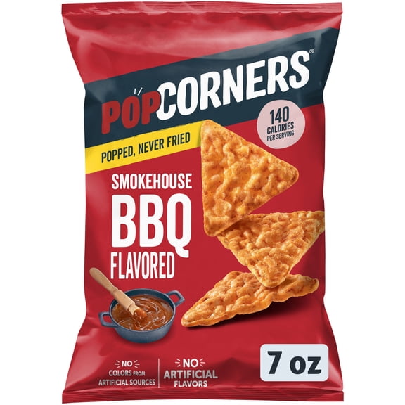 PopCorners No Artificial Colors or Flavors Smokehouse BBQ Popped Corn Chips Bag, 7 oz​