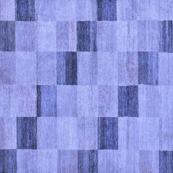 Ahgly Company Indoor Square Checkered Blue Modern Area Rugs, 6' Square