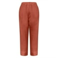 thumbnail image 4 of Timegard Capri Pants for Women Elastic Waist Straight Leg Split Button Casual Lightweight Crop Pants, 4 of 5