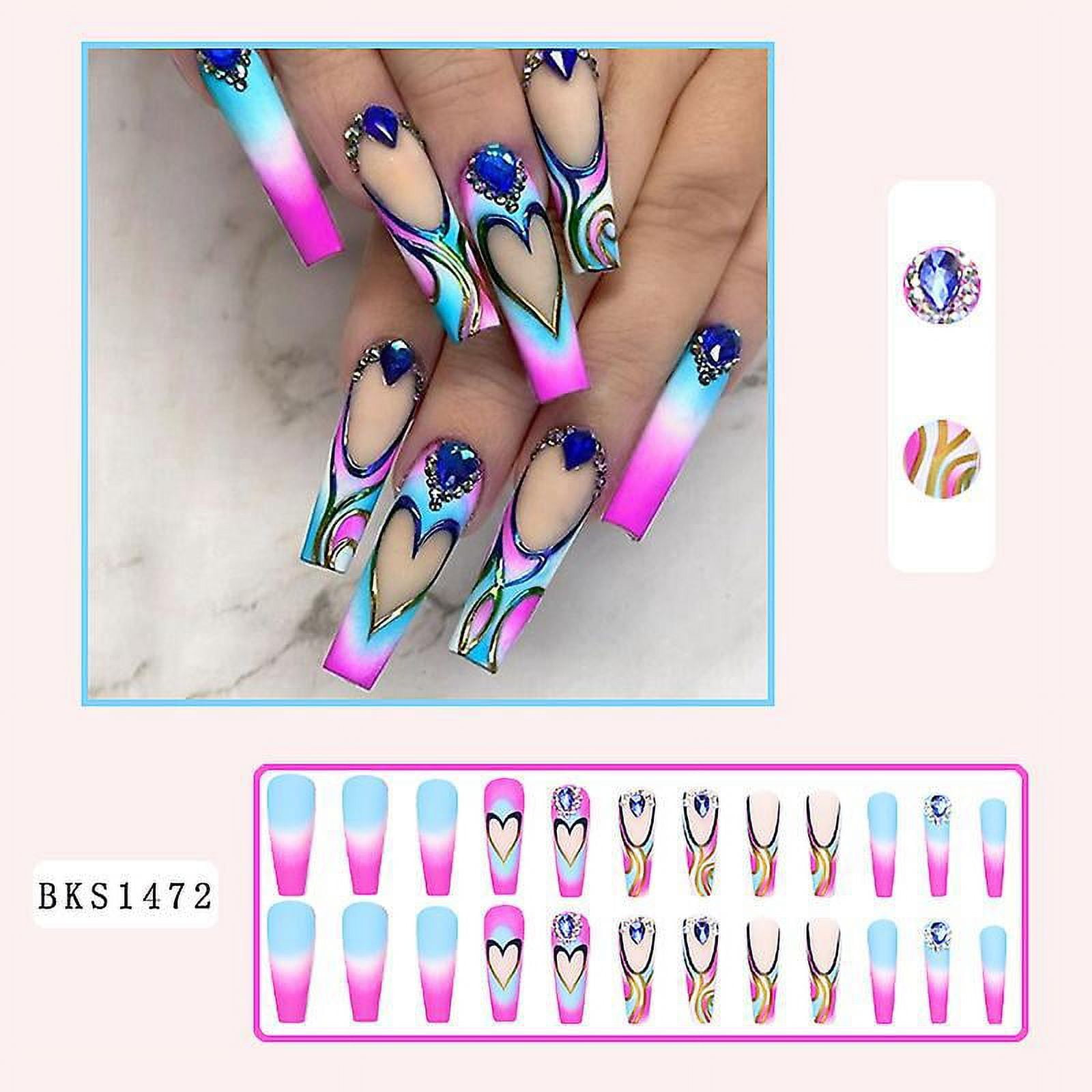 Shiley*nail　確認画像 Lishi Matte Acrylic False Nails - Coffin Shape with Crystal Nail