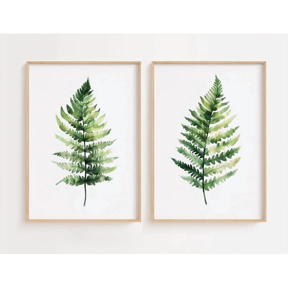 Luvia Botanical Fern Leaf Art Set, Greenery, Modern Plant Prints, Nature- Inspired Home Art, Set Of Two, Modern Wall Decor Set 2 Prints 8x12 UNFRAMED