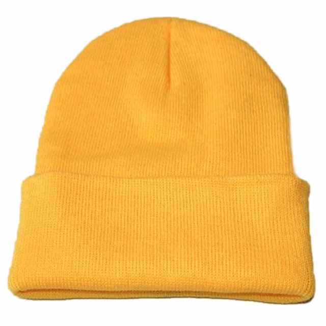 Bonnet à Tricoter Slouchy Homme Chapeau de Ski Hiver Chaud Jaune
