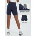 thumbnail image 3 of BALEAF Women's 7" Long Running Shorts Athletic Workout Gym Quick Dry Hiking Shorts High Waisted Zipper Pocket Navy L, 3 of 7