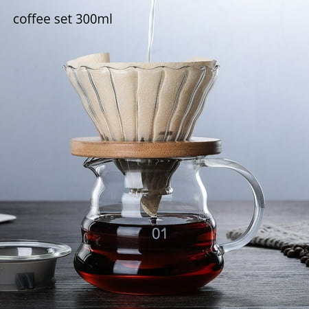 

Strawberry Coffee Pot Style V60 Glass Wooden 700ML/500ML Coffee Dripper and Pot Set for Coffee Filter Reusable Coffee Filters
