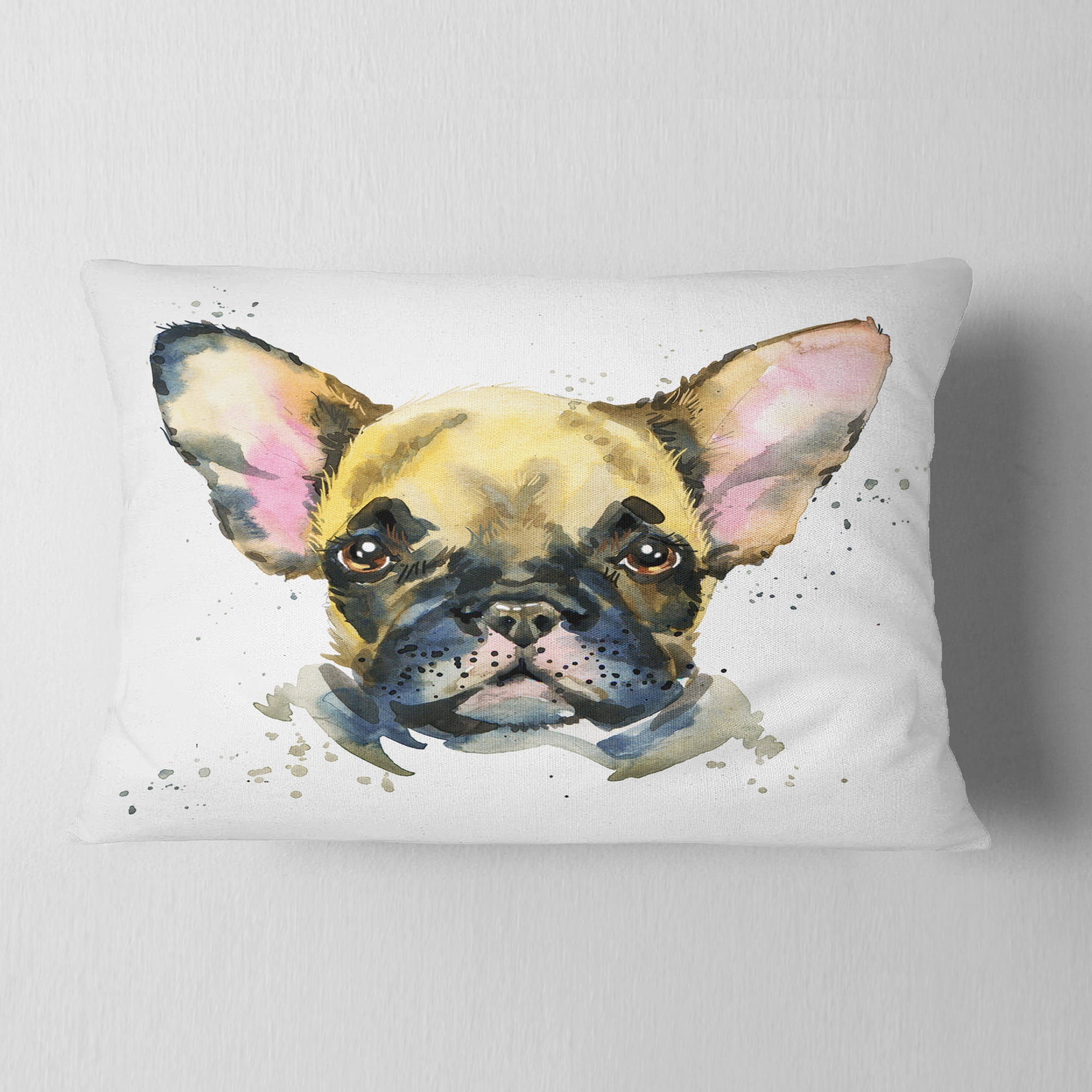 Designart Watercolor Brown Dog Illustration - Contemporary Animal Throw Pillow - 12x20