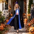 thumbnail image 5 of Adult Women's Witch Costume Sets Magic Sorceress Black Hooded Cloak Dress Outfit with Witch Hat Halloween Fancy Dress Party Cosplay Costumes, 5 of 13