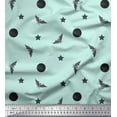 thumbnail image 1 of Soimoi Green polyester Crepe Fabric Moon,Star & Bats Halloween Printed Fabric 1 Yard 52 Inch Wide, 1 of 3