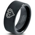 thumbnail image 1 of Tungsten Bicycle Chain Gear Heart Band Ring 9mm Men Women Comfort Fit Black Flat Cut Brushed Polished, 1 of 4