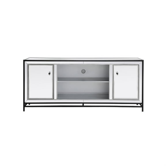 James 72 in. mirrored tv stand in black