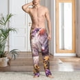 thumbnail image 2 of Balery Warm Sunflower Sleeping Cat Pantalones de pijama para hombre, pijama ultraligero, pantalón de descanso-Small, 2 of 6