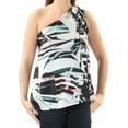 thumbnail image 3 of BAR III Womens Ivory Tie Floral Sleeveless Asymmetrical Neckline Top Size: L, 3 of 4