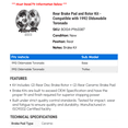 thumbnail image 2 of Rear Brake Pad and Rotor Kit - Compatible with 1992 Oldsmobile Toronado, 2 of 2