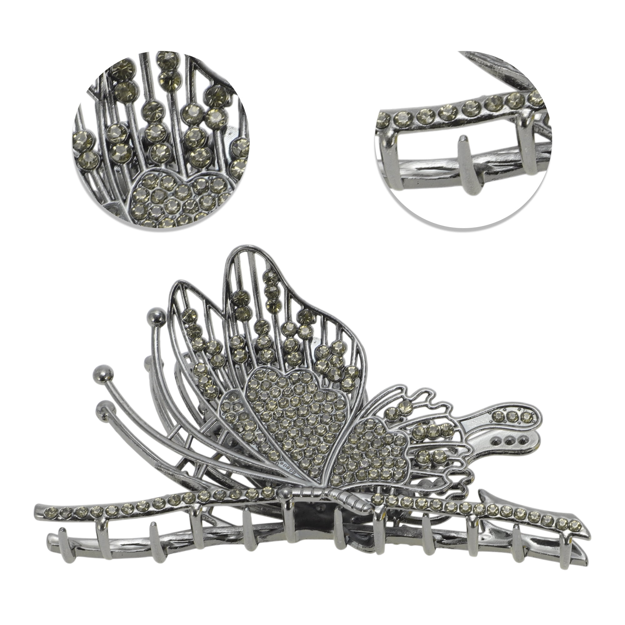 Unique Bargains Butterfly Rhinestones Hair Clips for Home Use with 1 Piece Included Black