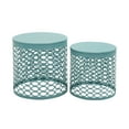 thumbnail image 3 of Decmode - Set of 2 Modern 17 and 20 Inch Turquoise Iron Accent Table, 3 of 6