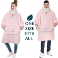 thumbnail image 3 of PAVILIA Sherpa Wearable Blanket Hoodie Women Men, Oversized Hoodie Sweatshirt Blanket, Hooded Sweater Blanket Neck Warmer, Thick Fleece Hug Sleep Pod Adult, Cozy Warm Plush Gift Ideas Mom Wife, Pink, 3 of 7