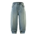 thumbnail image 2 of YunPes Boys Baggy Jeans Y2K Pants with Cartoon Embroidery Teen Fashion Loose Fit Casual Pants Elastic Waist Washed Distressed Jeans, 2 of 3