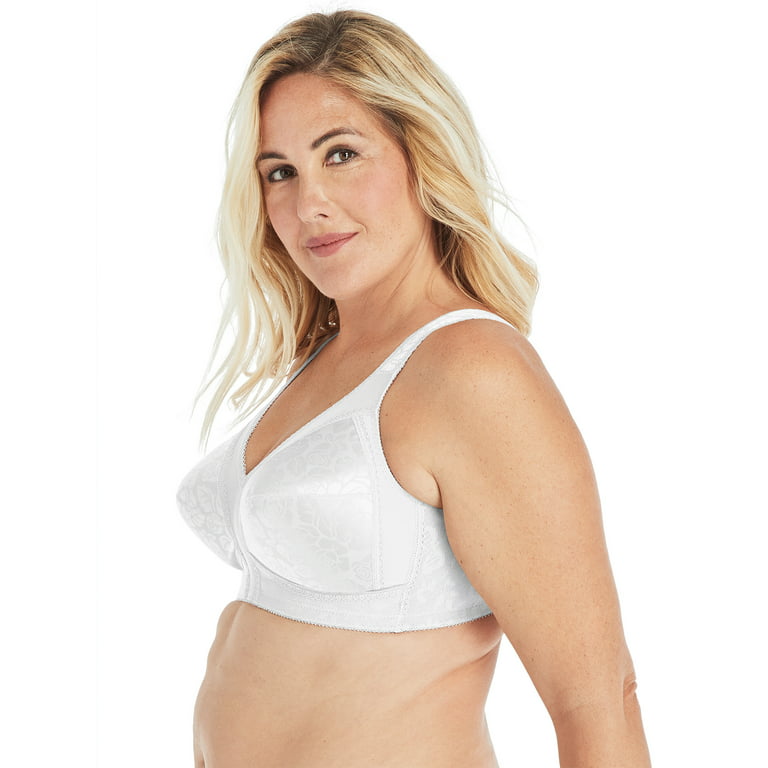 PLAYTEX Women's Plus Size 18 Hour Front-Close Wireless Bra with Flex Back  4695-48 D, White
