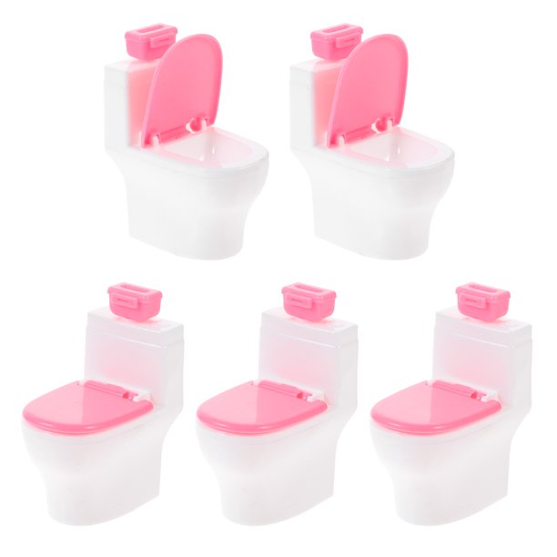 KAKOWELY 5 piezas de muebles para casa de muñecas, decoración, modelo de inodoro simulado, diseño de baño para casa de muñecas